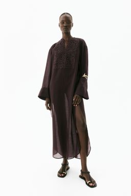 H&M - Women Brown Ramie Kaftan Dress