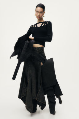 H&M - Women Brown Flared Denim Skirt