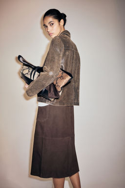 H&M - Women Brown Suede Skirt