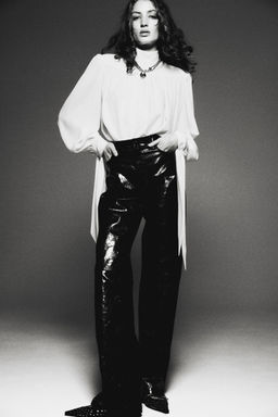 H&M - Women Black Leather Trousers