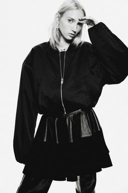 H&M - Women Black Circular Leather Mini Skirt