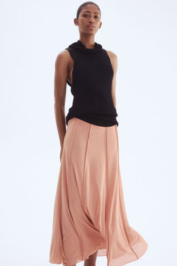 H&M - Women Orange Pintucked Skirt