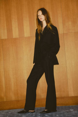 H&M - Women Black Tailored Wool-Blend Trousers