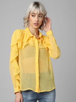 ONLY - Woman Solid Yellow Shirt
