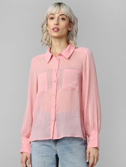 ONLY - Woman Solid Pink Shirt