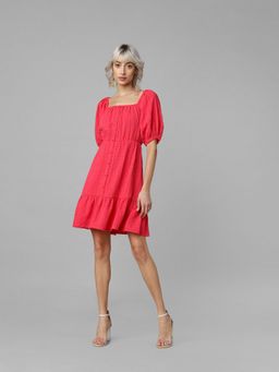 ONLY - Woman Textured Red Dress