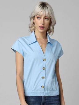 ONLY - Woman Solid Blue Shirt