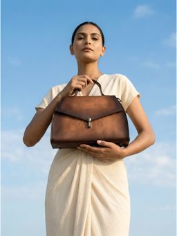 Nelumbo Nucifera - Evangel Handmade Leather Satchel Handbag- Burgundy