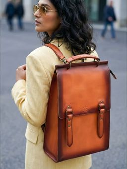 Nelumbo Nucifera - Handmade Leather Backpack for Men & Women- Blue