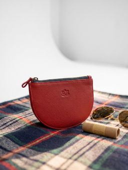 Nelumbo Nucifera - Handmade Leather Utility Pouch- Red