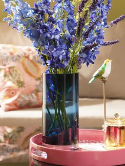 Pure Home + Living - Dark Blue Glass Cylindrical Vase