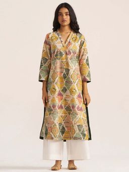 Ganga Fashions - Moss Multi-Color Cotton Kurta