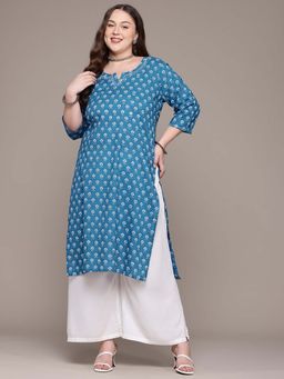 Readiprint - Straight style Cotton fabric Blue color kurta