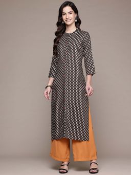 Readiprint - Straight style Rayon fabric Black color kurta