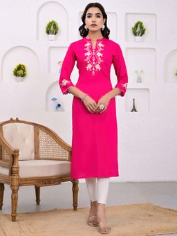 Readiprint - Straight style Viscose Rayon fabric Pink color kurta