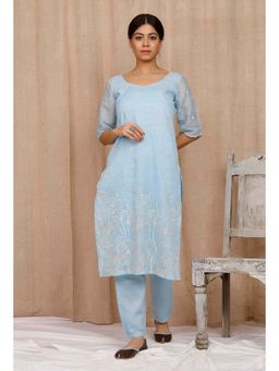 Tjori - Light Blue Organdy Kurta
