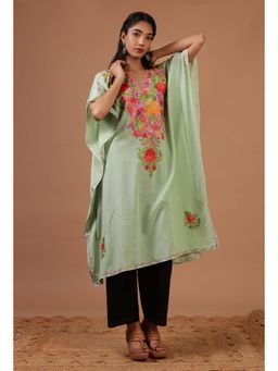 Tjori - Sea Mist Cotton Crush Ari Embroidered Kaftan