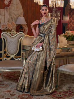 Odette - Multi-Color Silk Blend Weaving Saree With Unstitched Blouse