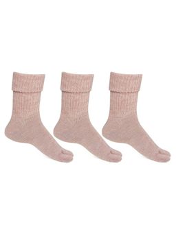 Bonjour - Women Fawn Color Woolen Thumb Socks -Pack of 3
