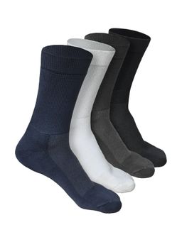 Heelium - Bamboo Crew Socks for Men - 4 Pairs - Black - Grey -White - Nblue - Anti Odour