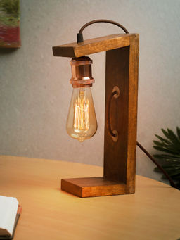 Homesake - Table Wooden Lamp with Rose Gold Holder