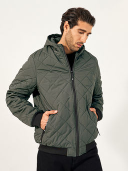 Styli - Olive Hooded Puffer Jacket