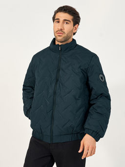 Styli - Blue High Neck Puffer Jacket