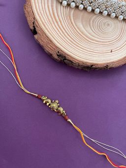 Digital Dress Room - Designer Rudraksha Rakhi Gold Plated ElephantTortoise Mauli Thread Rakhi