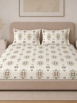 Sleeping Owls- because your sleep matters - Cotton 210TC King Fitted Bedsheet with 2 Pillow Covers
