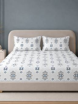 Sleeping Owls- because your sleep matters - Cotton 210TC King Fitted Bedsheet with 2 Pillow Covers