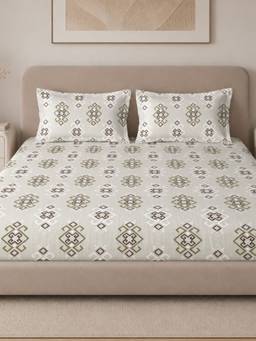 Sleeping Owls- because your sleep matters - Cotton 210TC King Fitted Bedsheet with 2 Pillow Covers
