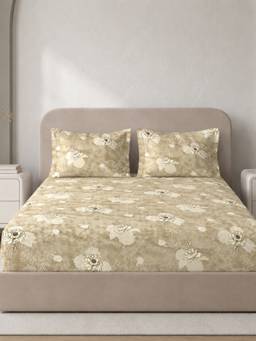 Sleeping Owls- because your sleep matters - Cotton 210TC King Fitted Bedsheet with 2 Pillow Covers