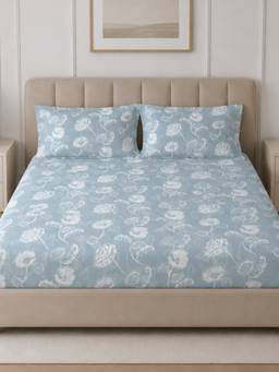 Sleeping Owls- because your sleep matters - Cotton 210TC King Fitted Bedsheet with 2 Pillow Covers