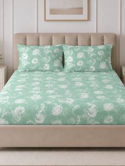 Sleeping Owls- because your sleep matters - Cotton 210TC King Fitted Bedsheet with 2 Pillow Covers