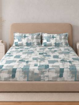 Sleeping Owls- because your sleep matters - Cotton 210TC King Fitted Bedsheet with 2 Pillow Covers