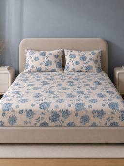 Sleeping Owls- because your sleep matters - Cotton 210TC King Fitted Bedsheet with 2 Pillow Covers
