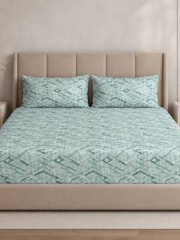 Sleeping Owls- because your sleep matters - Cotton 210TC King Fitted Bedsheet with 2 Pillow Covers