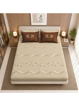 Sparsh - Victory sanctuary Bedsheet with 2 Pillow Covers Beige