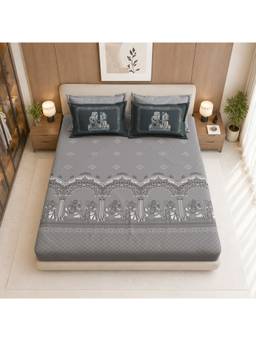 Sparsh - Victory sanctuary Bedsheet with 2 Pillow Covers Grey