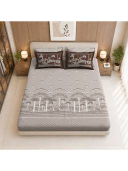 Sparsh - Victory sanctuary Bedsheet with 2 Pillow Covers Beige