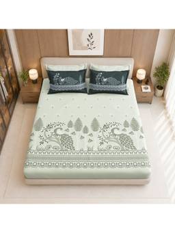 Sparsh - Victory sanctuary Bedsheet with 2 Pillow Covers Green