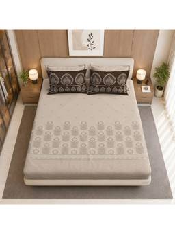 Sparsh - Victory sanctuary Bedsheet with 2 Pillow Covers Beige