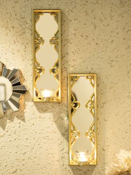 Voncasa - Candle Holder with Votive Glass Pack Of 2 - Gold