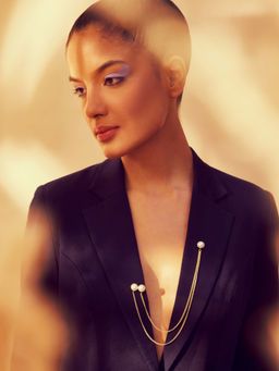 Anaash - 18K Gold Plated White Chain Up Brooch
