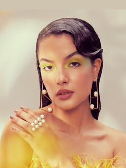 Anaash - 18K Gold Plated White Imbalance Earrings