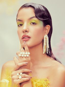 Anaash - 18K Gold Plated White Waterfall Earrings