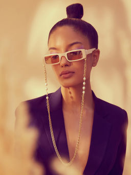 Anaash - 18K Gold Plated White Linked Eye/Mask Chain