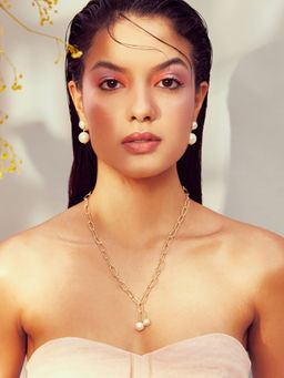Anaash - 18K Gold Plated Multi-Color Two Pearl Link Chain