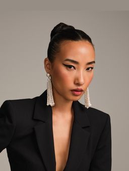 Anaash - 22K Gold Plated White Tassel Earrings