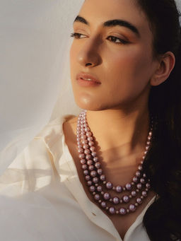 Anaash - Triple Graded Dark Pink with Swarovski Necklace